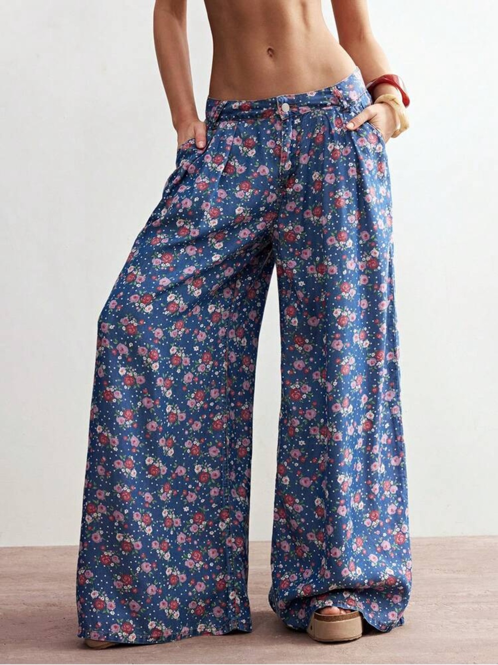 Shein Floral Wide Leg Trouser Jeans XL